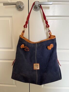 Vintage Dooney & Bourke suede and leather hobo shoulder bag